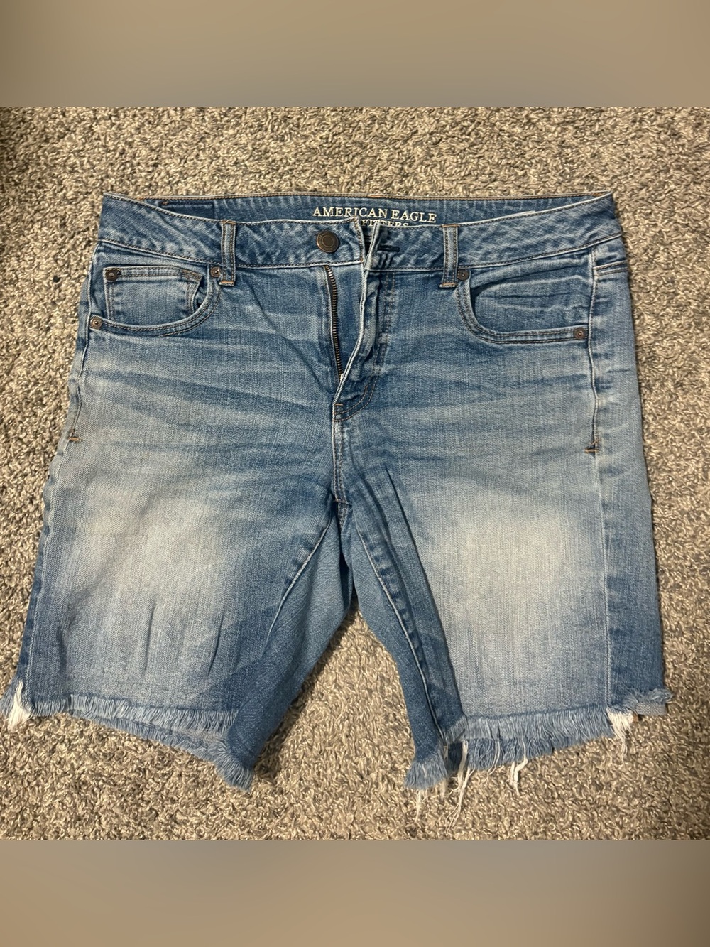 American Eagle Outfitters Light Blue Distressed Denim Shorts